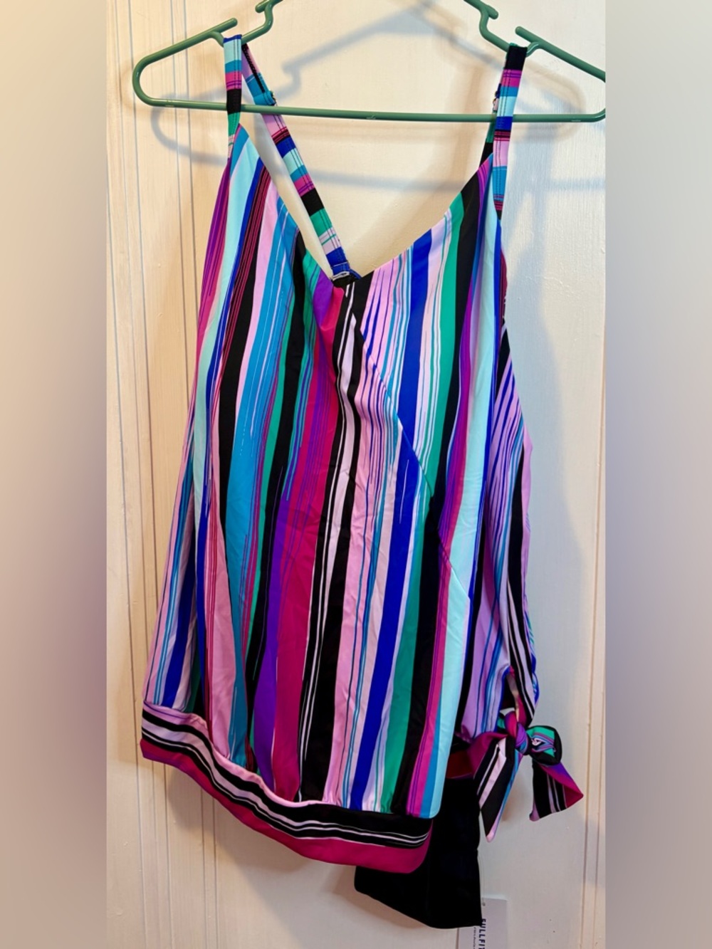 Striped Multi-Color Swim Cami in Pink, Teal & Purple